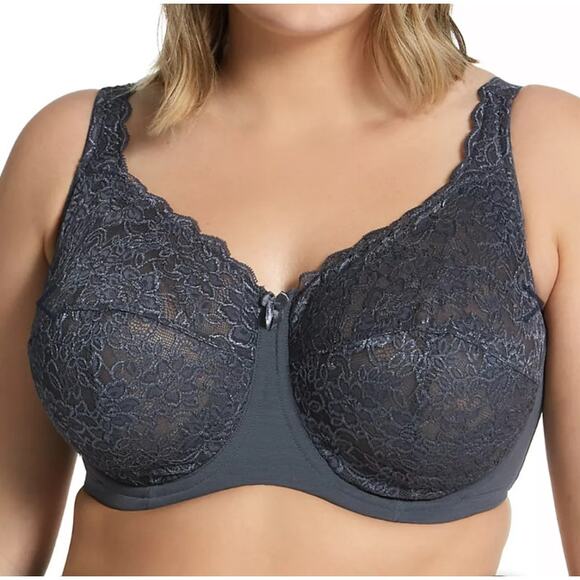 Elila Bra Full Coverage Stretch Lace Gray 42H - Picture 1 of 11